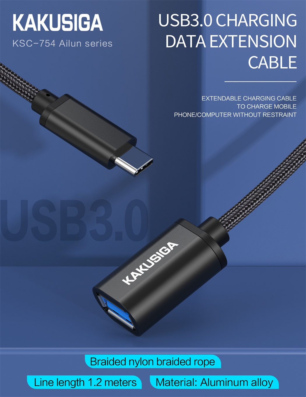 Ailun series Type-C to USB female USB3.0 charging data exten