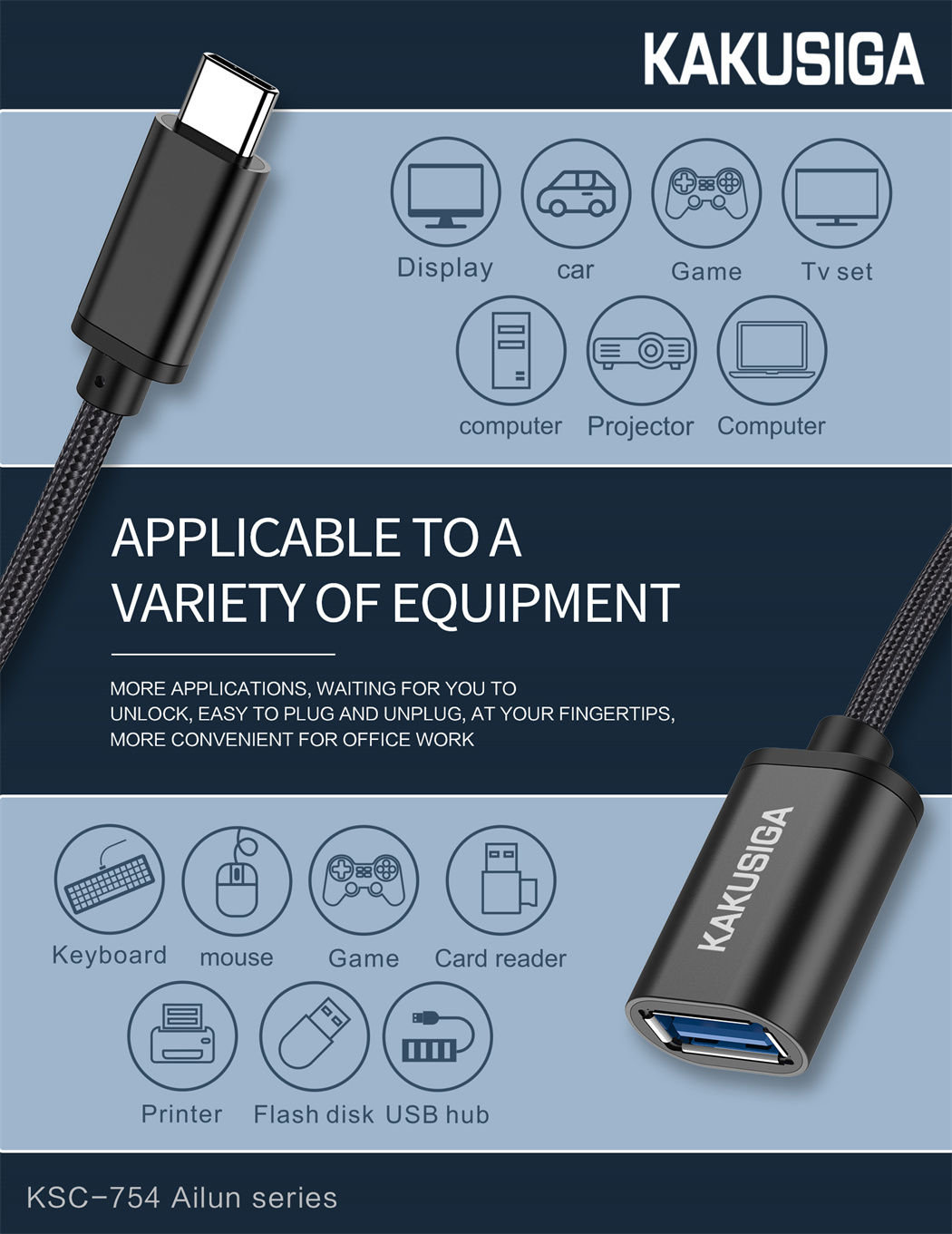Ailun series Type-C to USB female USB3.0 charging data exten