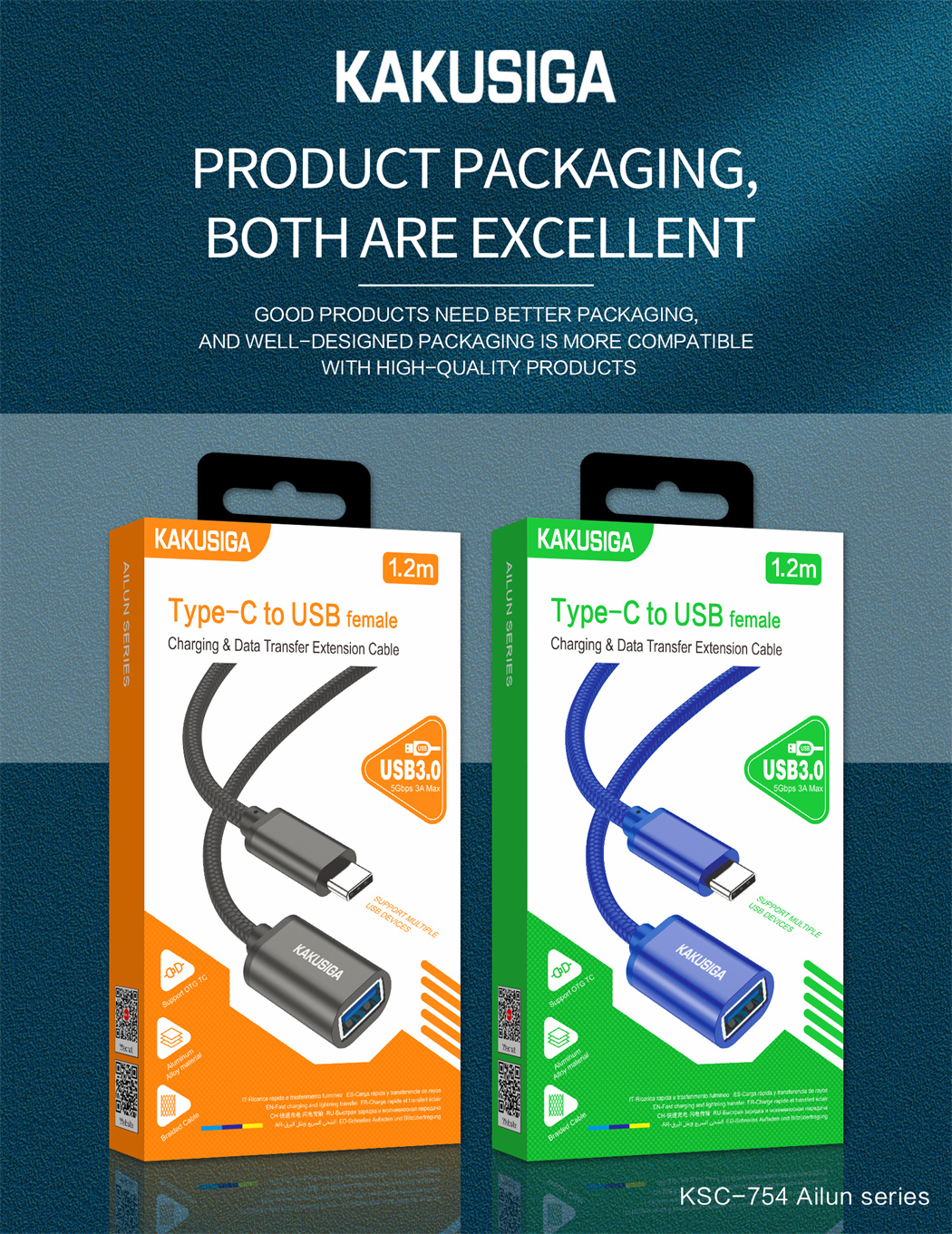Ailun series Type-C to USB female USB3.0 charging data exten